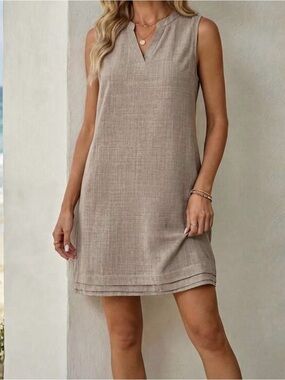 New with tags Sleeveless Taupe Shift Dress - Elegant Everyday Style